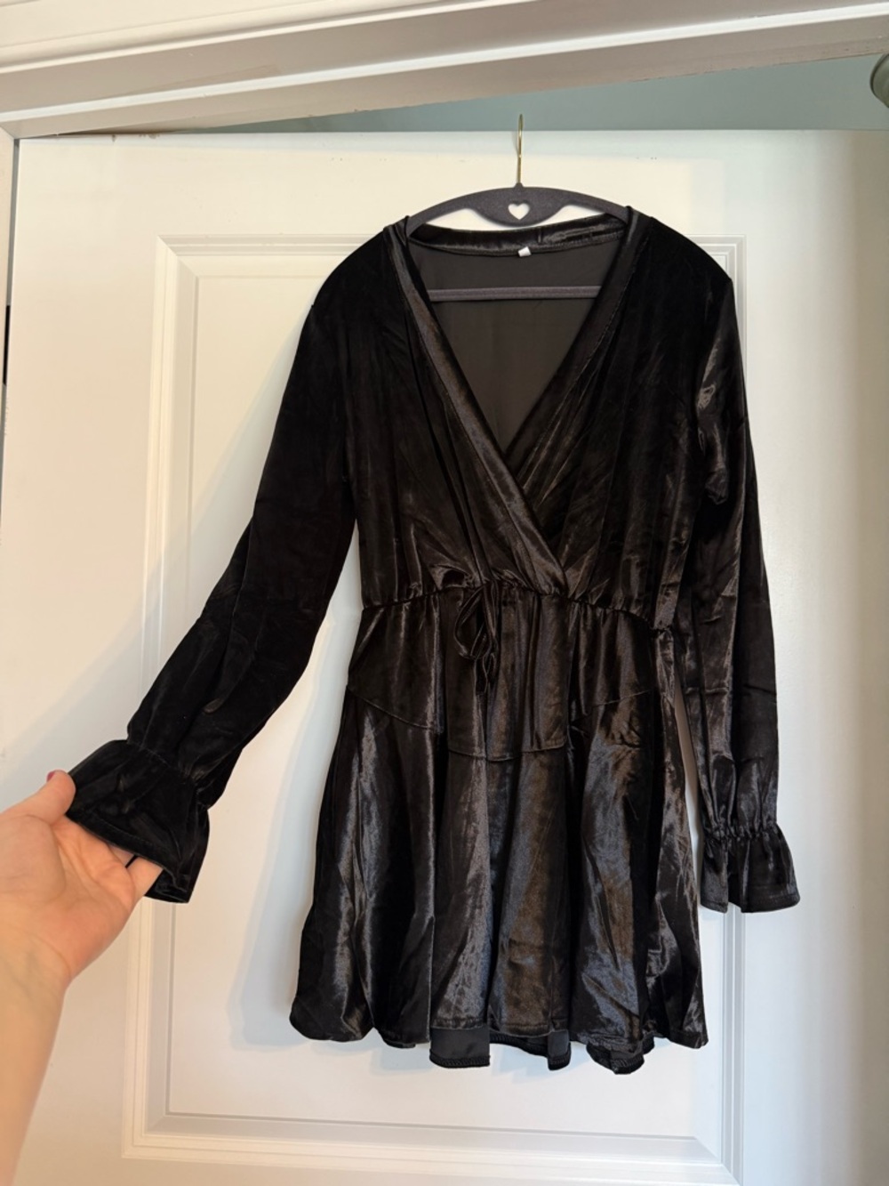 Black Velvet Wrap-Style Mini Dress